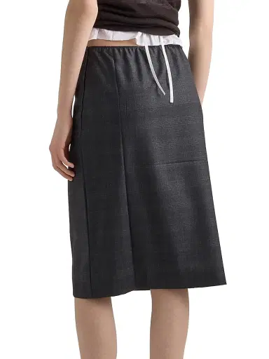 Prada Women's Checked Wool Midi-Skirt | Thumbnail 3 Prada Women's Checked Wool Midi-Skirt | Thumbnail 3