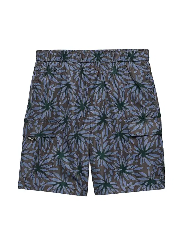 Men's Printed Re-Nylon Swim Trunks - Grey