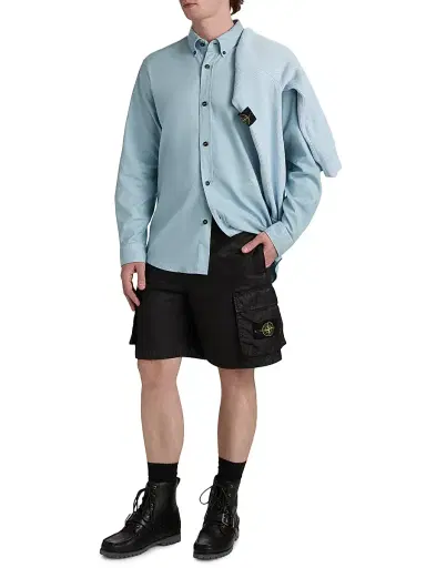Stone Island Men's Waxed Cotton Cargo Shorts - Black - Size 36 | Thumbnail 2