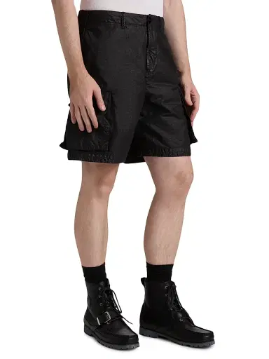 Stone Island Men's Waxed Cotton Cargo Shorts - Black - Size 36 | Thumbnail 4
