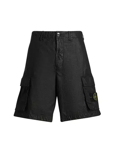 Stone Island Men's Waxed Cotton Cargo Shorts - Black - Size 36 | Thumbnail 1