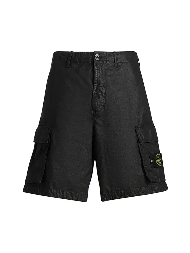 Men's Waxed Cotton Cargo Shorts - Black