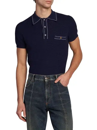 Versace Men's Cotton Polo Sweater | Thumbnail 3