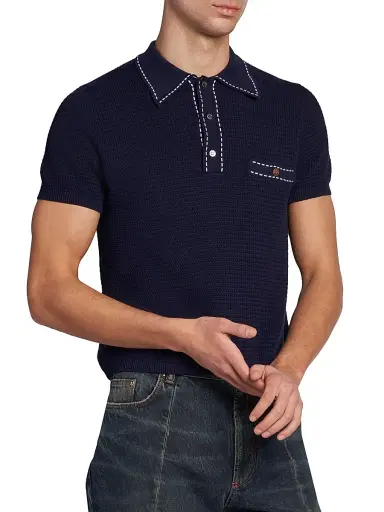 Versace Men's Cotton Polo Sweater | Thumbnail 4