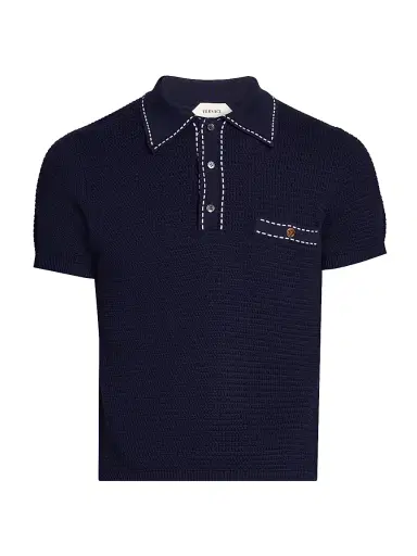 Versace Men's Cotton Polo Sweater | Thumbnail 1