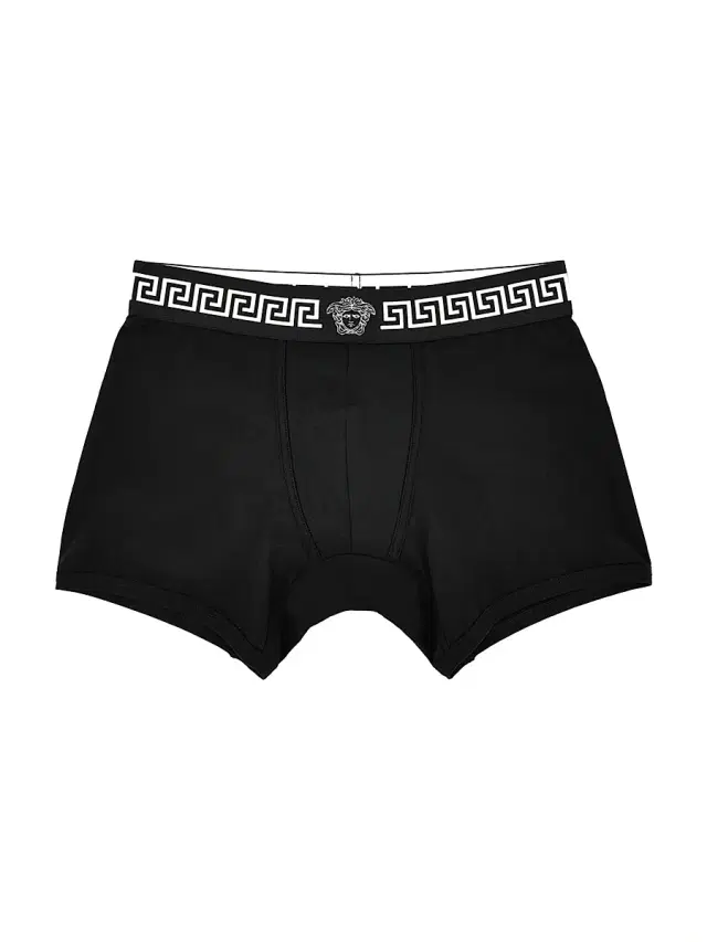 Men's Greca Medusa-Head Jersey Boxer Brief - Black