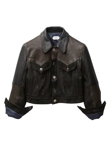 Versace Women's Two-Tone Leather Blouson-Style Jacket - Black - Size 12 | Thumbnail 1 Versace Women's Two-Tone Leather Blouson-Style Jacket - Black - Size 12 | Thumbnail 1
