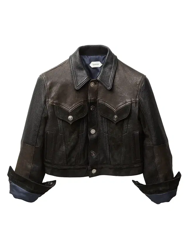 Versace Women's Two-Tone Leather Blouson-Style Jacket - Black