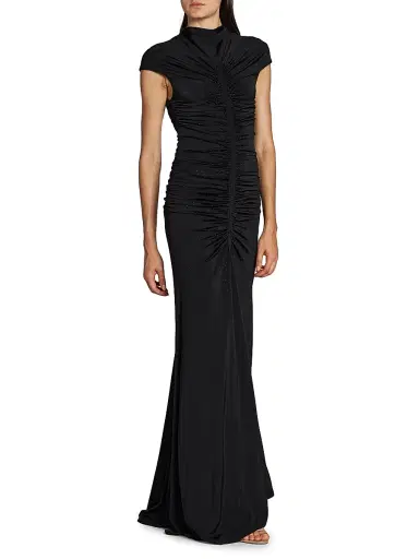 Giorgio Armani Women's Ruched Embellished Gown - Black | Thumbnail 4 Giorgio Armani Women's Ruched Embellished Gown - Black | Thumbnail 4