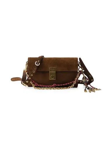 Prada Women's Soft Sound Small Suede Shoulder Bag - Brown | Thumbnail 1