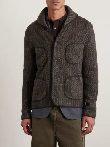 RRL Shawl-Collar Jacquard-Knit Wool and Cashmere-Blend Cardigan - Men | Thumbnail 3