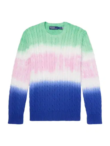 Polo Ralph Lauren Dégradé Cable-Knit Cotton Sweater - Men | Thumbnail 1 Polo Ralph Lauren Dégradé Cable-Knit Cotton Sweater - Men | Thumbnail 1