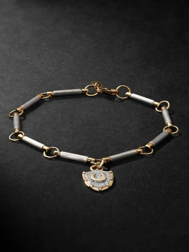 Foundrae 18-Karat White and Yellow Gold Diamond Bracelet - Men