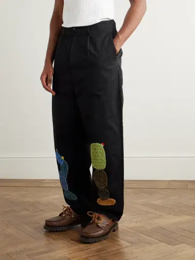 KAPITAL Nime Wide-Leg Appliquéd Cotton-Twill Trousers - Men | Thumbnail 3 KAPITAL Nime Wide-Leg Appliquéd Cotton-Twill Trousers - Men | Thumbnail 3