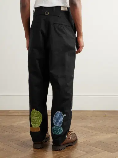 KAPITAL Nime Wide-Leg Appliquéd Cotton-Twill Trousers - Men | Thumbnail 4 KAPITAL Nime Wide-Leg Appliquéd Cotton-Twill Trousers - Men | Thumbnail 4