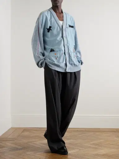 KAPITAL Embroidered Chambray and Cotton Cardigan - Men | Thumbnail 2 KAPITAL Embroidered Chambray and Cotton Cardigan - Men | Thumbnail 2