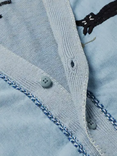 KAPITAL Embroidered Chambray and Cotton Cardigan - Men | Thumbnail 4 KAPITAL Embroidered Chambray and Cotton Cardigan - Men | Thumbnail 4