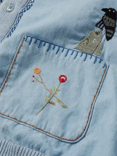 KAPITAL Embroidered Chambray and Cotton Cardigan - Men | Thumbnail 5 KAPITAL Embroidered Chambray and Cotton Cardigan - Men | Thumbnail 5