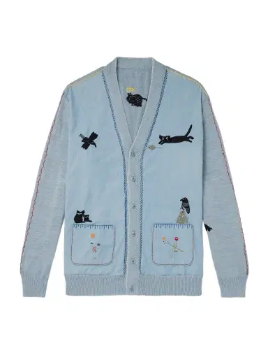 KAPITAL Embroidered Chambray and Cotton Cardigan - Men | Thumbnail 1 KAPITAL Embroidered Chambray and Cotton Cardigan - Men | Thumbnail 1