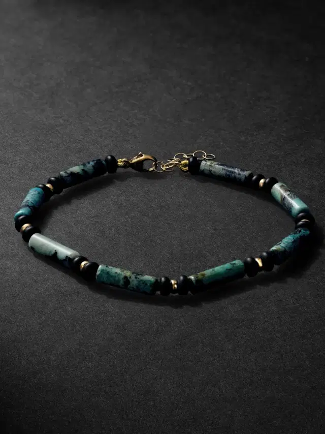 JIA JIA 14-Karat Gold, Turquoise and Onyx Bracelet - Men