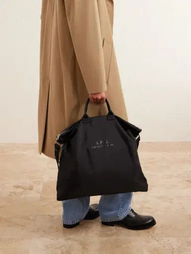 A.P.C. Webbing-Trimmed Logo-Print Shell Messenger Bag - Men | Thumbnail 5