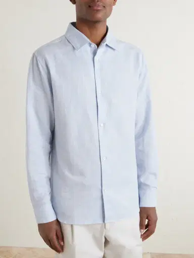 MR P. Cutaway-Collar Cotton, Linen and Cashmere-Blend Shirt - Men | Thumbnail 3