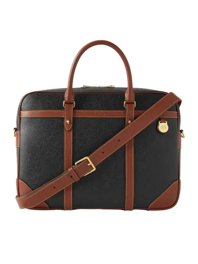 Heritage Leather-Trimmed Scotchgrain Briefcase - Men Heritage Leather-Trimmed Scotchgrain Briefcase - Men