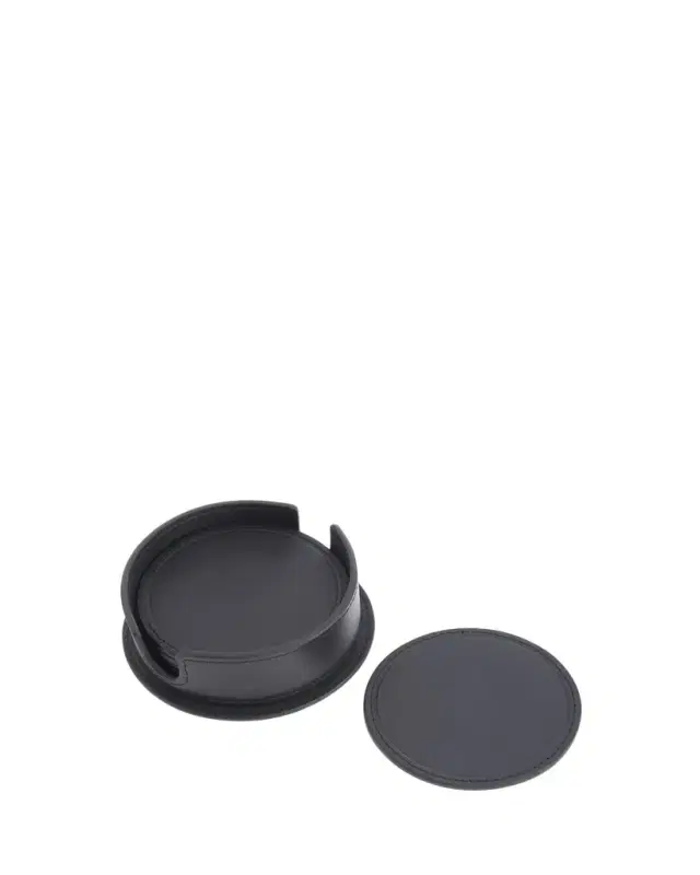 Royce New York Monogrammed Leather Coasters & Holder, Personalized - Set of 6