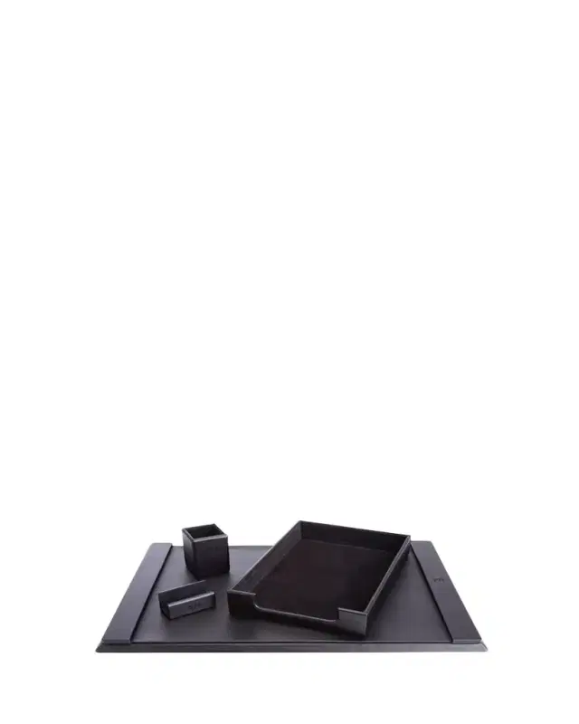 ROYCE New York Monogrammed Leather Executive Desk Blotter & Accesory Set, Personalized