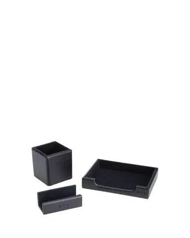 Royce New York Monogrammed Leather Executive Desk Accessory Set, Personalized | Thumbnail 1