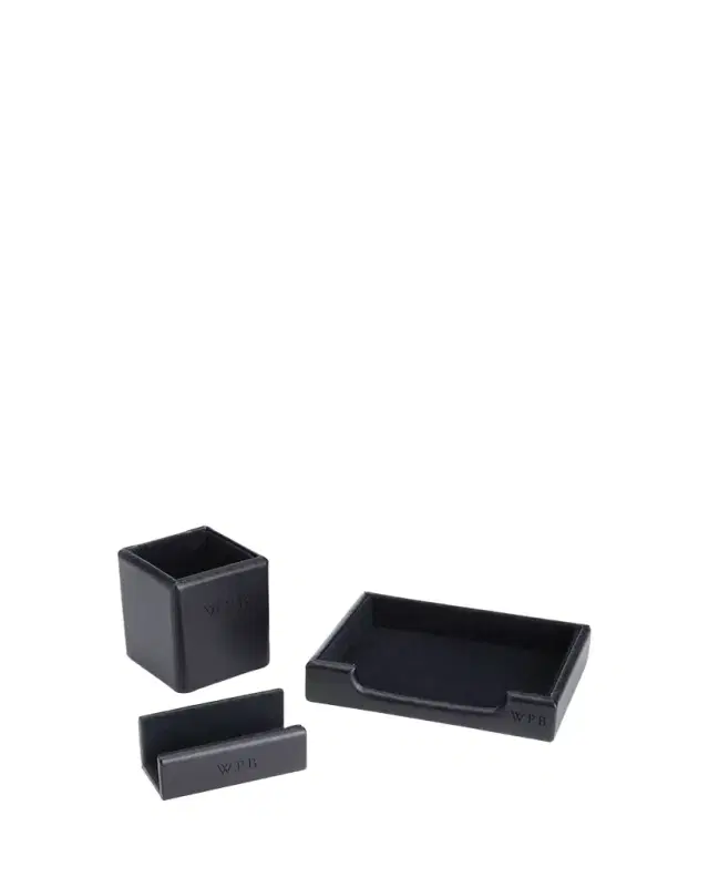ROYCE New York Monogrammed Leather Executive Desk Accessory Set, Personalized