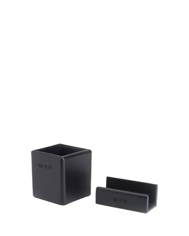 ROYCE New York Monogrammed Leather Executive Desk Accessory Set, Personalized