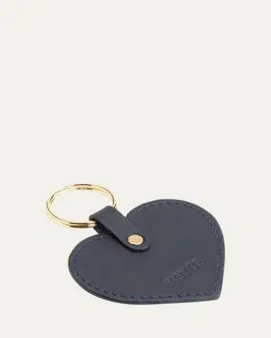 Royce New York Monogrammed Leather Heart-Shaped Key Chain, Personalized | Thumbnail 2