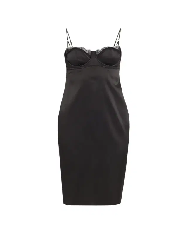Lace-Trim Sweetheart Silk Cocktail Dress Lace-Trim Sweetheart Silk Cocktail Dress