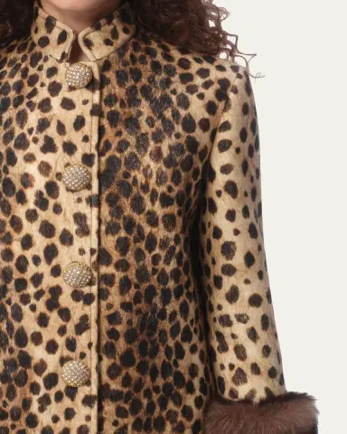 Valentino Garavani Leopard Faux Fur Cuff Caban Jacket | Thumbnail 3