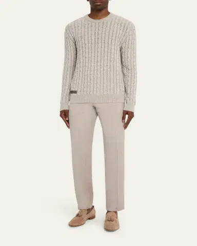 Sease Men's Linen-Cashmere Cable Sweater | Thumbnail 2