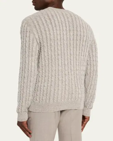 Sease Men's Linen-Cashmere Cable Sweater | Thumbnail 3