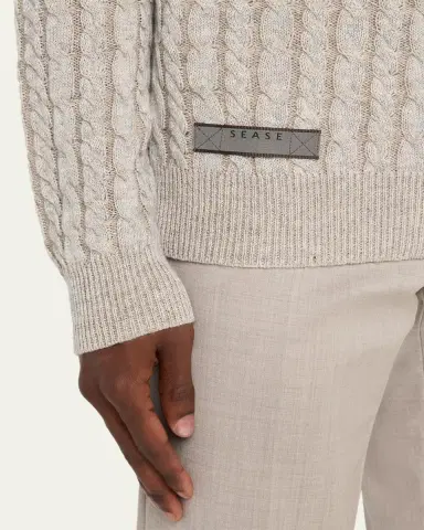 Sease Men's Linen-Cashmere Cable Sweater | Thumbnail 5
