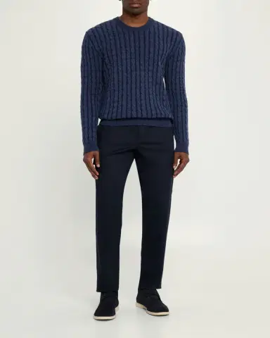 Sease Men's Linen-Cashmere Cable Sweater | Thumbnail 6