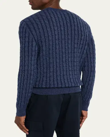 Sease Men's Linen-Cashmere Cable Sweater | Thumbnail 7