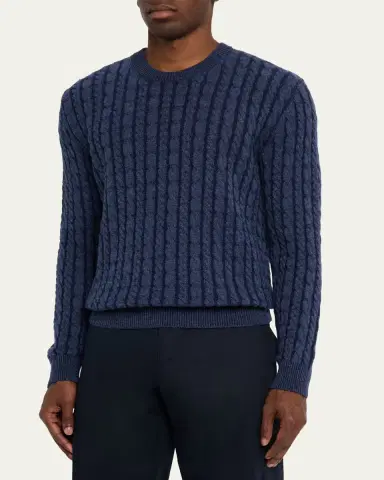 Sease Men's Linen-Cashmere Cable Sweater | Thumbnail 8