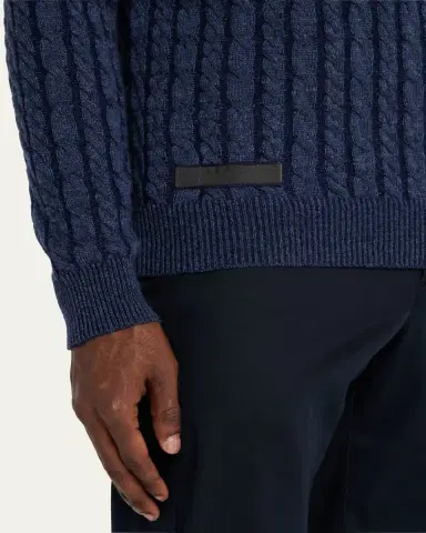 Sease Men's Linen-Cashmere Cable Sweater | Thumbnail 9