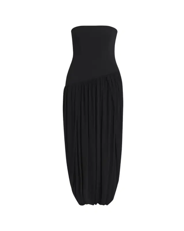 Strapless Drop-Waist Bubble Evening Gown
