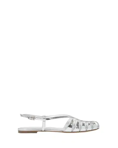Ferragamo Lylly Metallic Patent Leather Caged Flat Sandals | Thumbnail 1