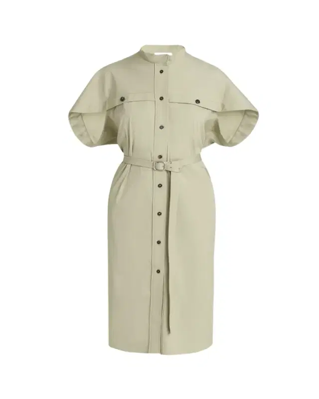 Belted Cotton Poplin Midi Utility Dress