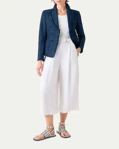 Akris punto Indian Silk Fringed Double-Breasted Blazer Jacket | Thumbnail 2 Akris punto Indian Silk Fringed Double-Breasted Blazer Jacket | Thumbnail 2