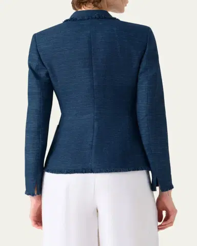 Akris punto Indian Silk Fringed Double-Breasted Blazer Jacket | Thumbnail 3 Akris punto Indian Silk Fringed Double-Breasted Blazer Jacket | Thumbnail 3