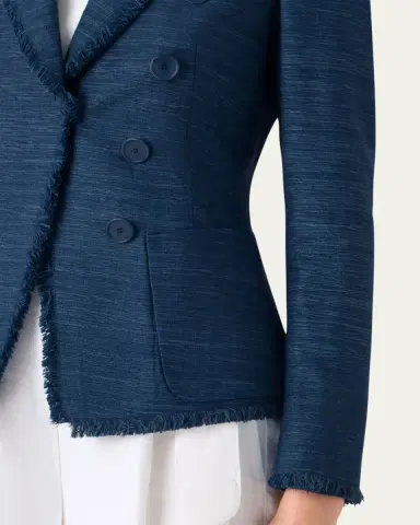 Akris punto Indian Silk Fringed Double-Breasted Blazer Jacket | Thumbnail 5 Akris punto Indian Silk Fringed Double-Breasted Blazer Jacket | Thumbnail 5