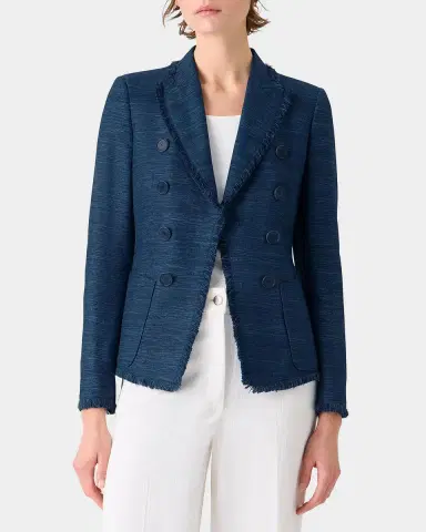 Akris punto Indian Silk Fringed Double-Breasted Blazer Jacket | Thumbnail 8 Akris punto Indian Silk Fringed Double-Breasted Blazer Jacket | Thumbnail 8