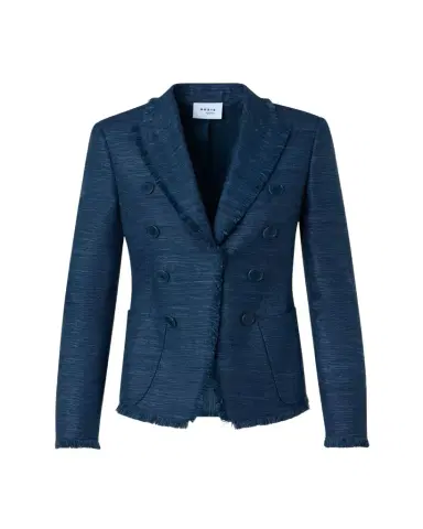 Akris punto Indian Silk Fringed Double-Breasted Blazer Jacket | Thumbnail 1 Akris punto Indian Silk Fringed Double-Breasted Blazer Jacket | Thumbnail 1
